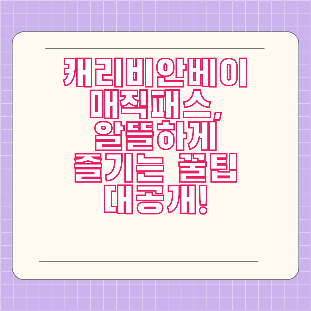 캐리비안베이 매직패스, 알뜰하게 즐기는 꿀팁 대공개!