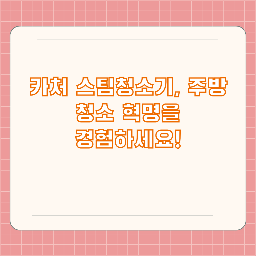 카처 스팀청소기, 주방 청소 혁명을 경험하세요!
