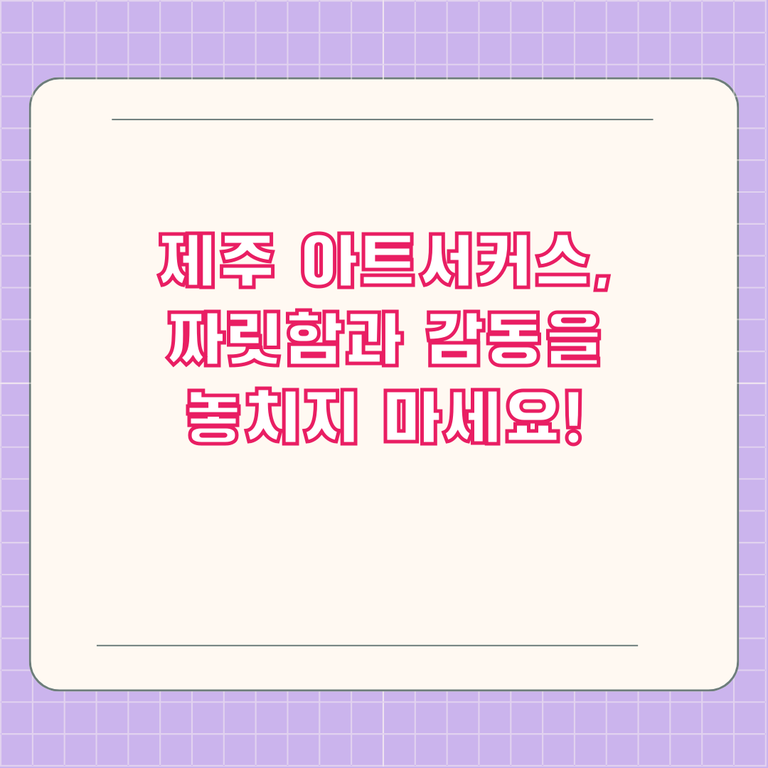 제주 아트서커스, 짜릿함과 감동을 놓치지 마세요!