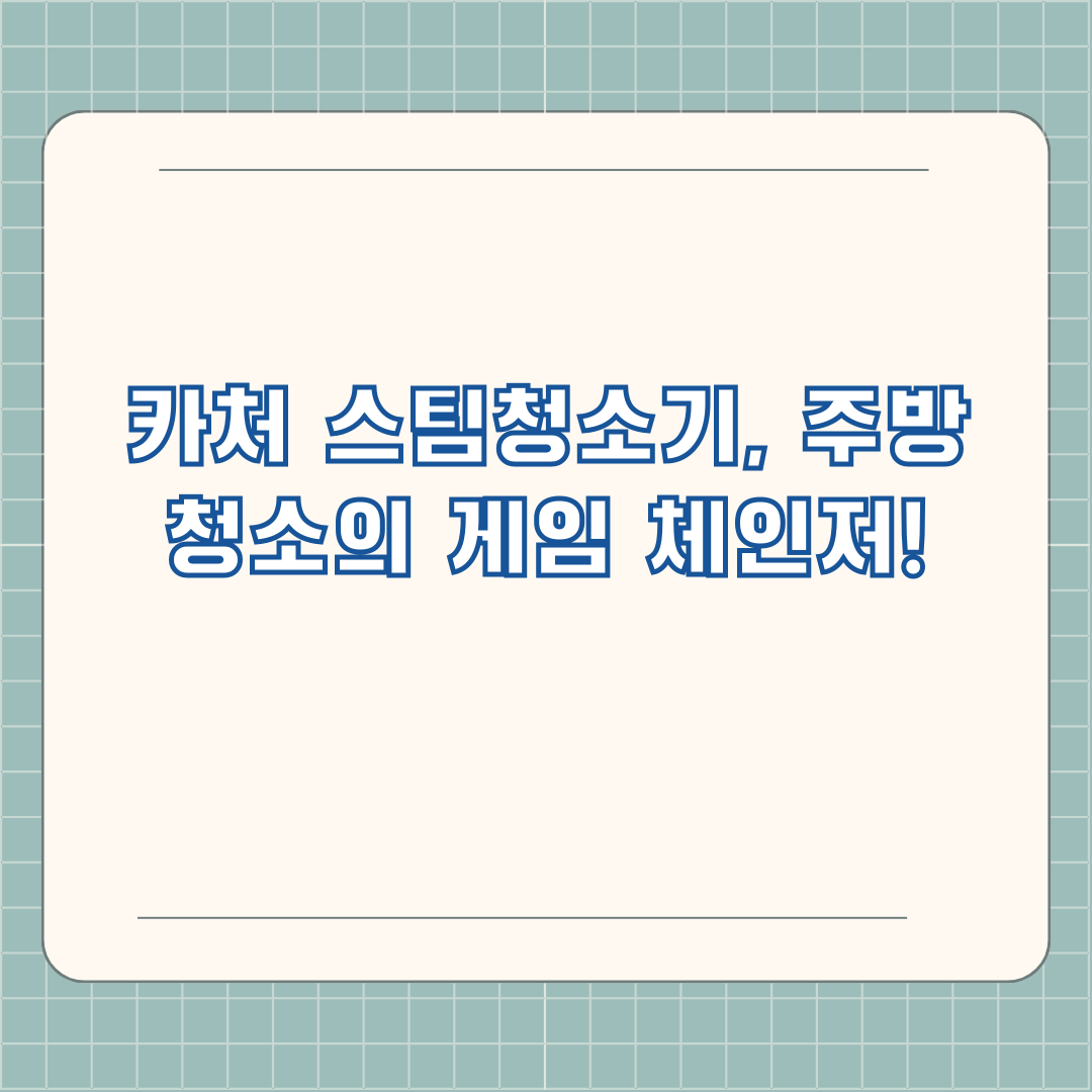 카처 스팀청소기, 주방 청소의 게임 체인저!